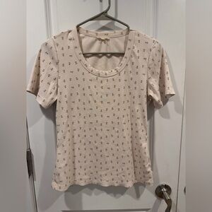 Shop Dahl Short-Sleeve Scoop Neck Tee with Subtle Flower Print